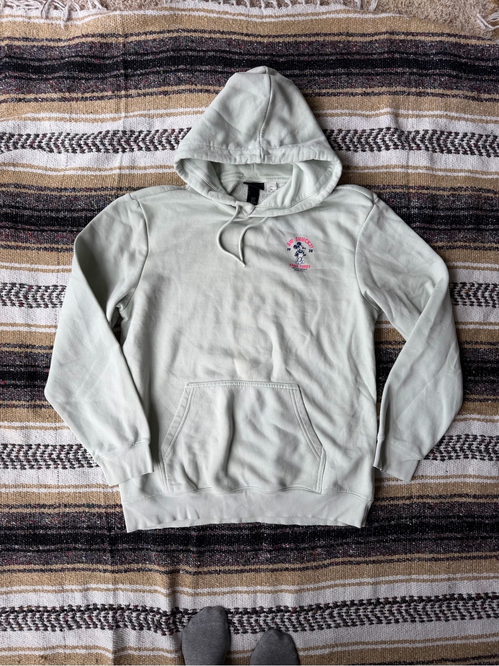 Disney Mickey Mouse Light Mint Green Hoodie with Small Graphic